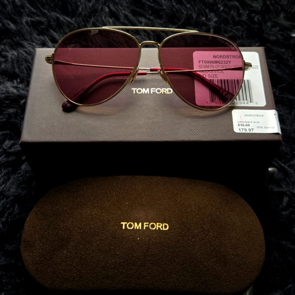 Tom Ford Gold Frame Sunglasses with Pink Lenses